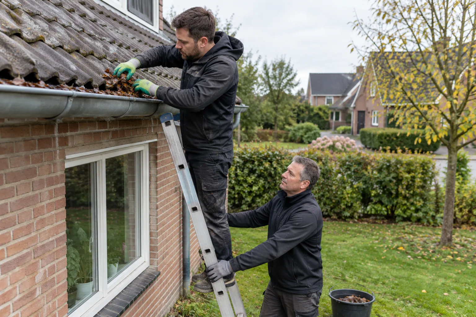 dakgoot schoonmaken in een realistische praktijksituatie